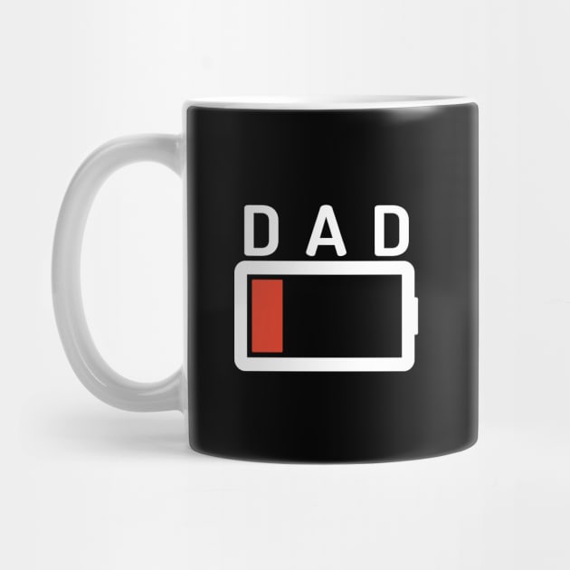 Funny Parenting Dad Low Battery Empty Tired T-shirt by RedYolk